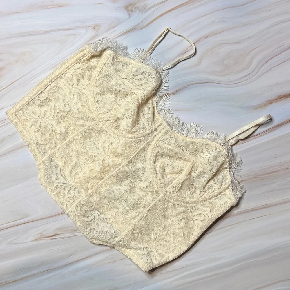 Hunter & Brown Cream Lace Bralette Small Elegant Feminine Soft Romantic Festival
